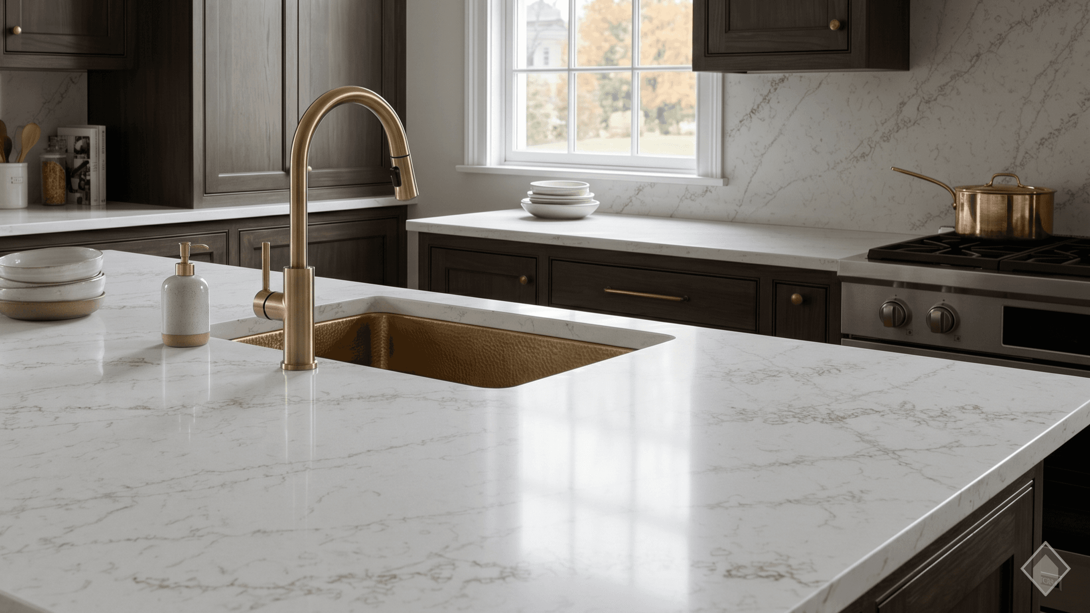 GFO Quartz Calacatta Azul quartz slab