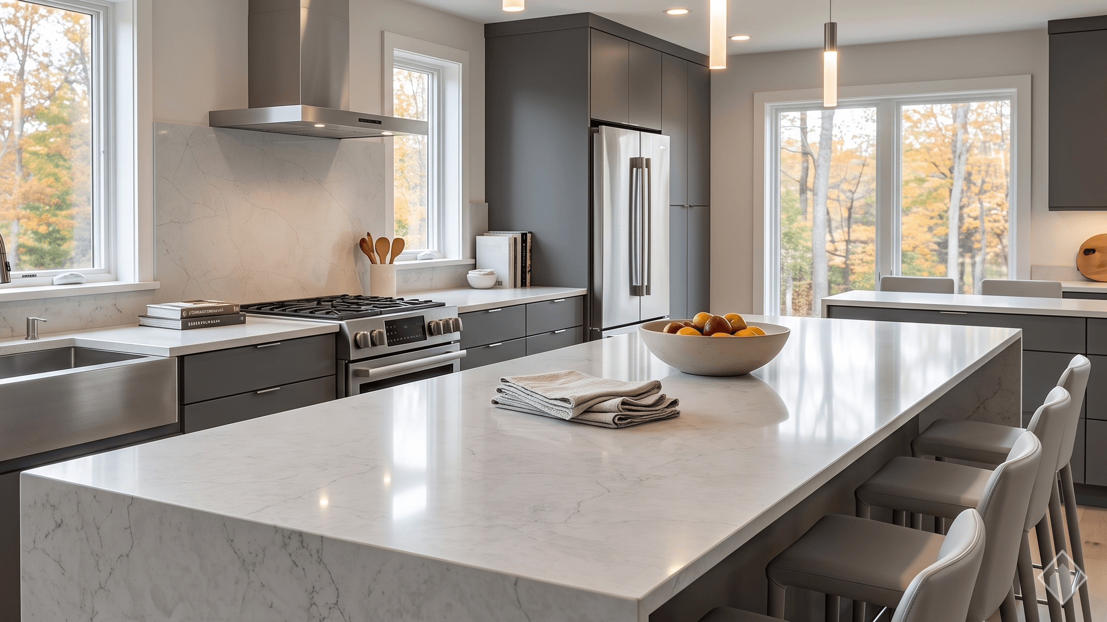 GFO Quartz Calacatta Carrara quartz slab